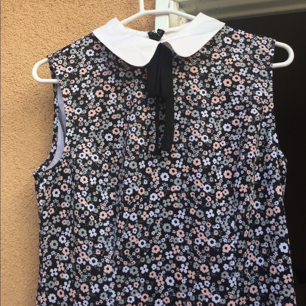 COPY - New York & Company Peter Pan Collared & Flowered Midi Dress